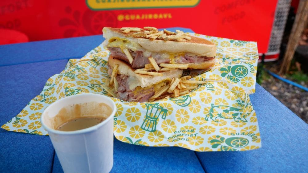 Picture of cubano coffee and cuban sandwich from Guajiro Picture of cubano coffee and cuban sandwich from Guajiro