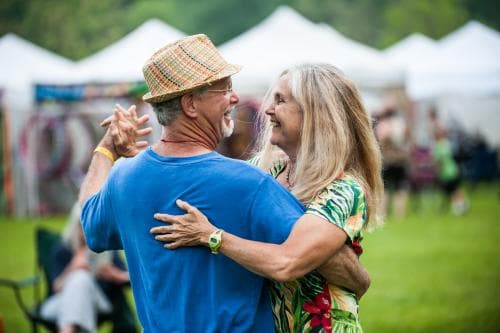 A couple dances at the LEAF Festival in Black Mountain, NC A couple dances at the LEAF Festival in Black Mountain, NC