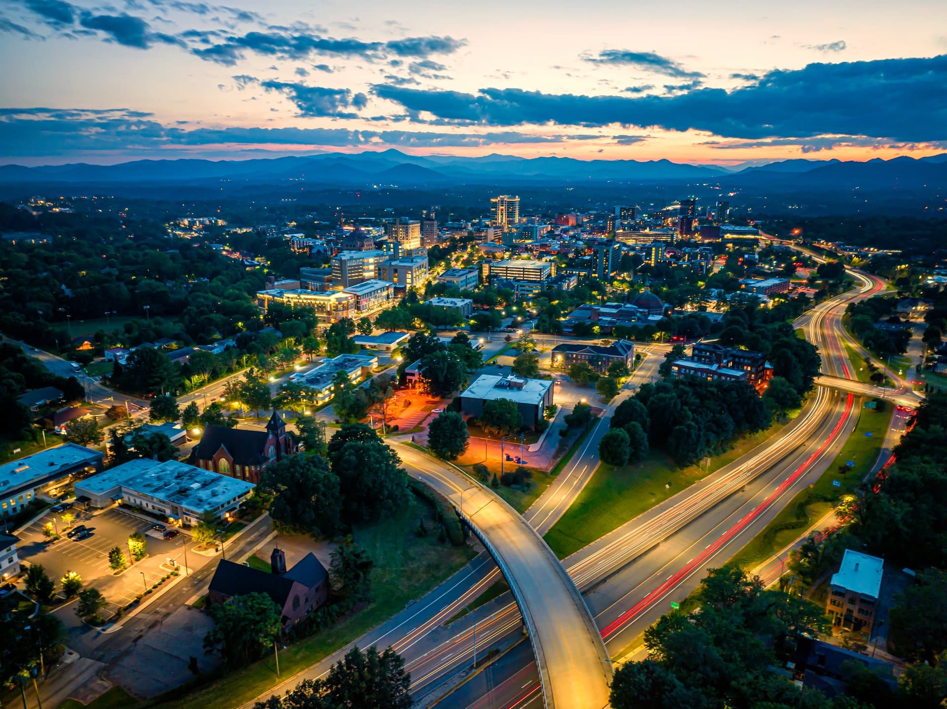 Asheville at Night // Drone Photo by Andre Daugherty Asheville at Night // Drone Photo by Andre Daugherty