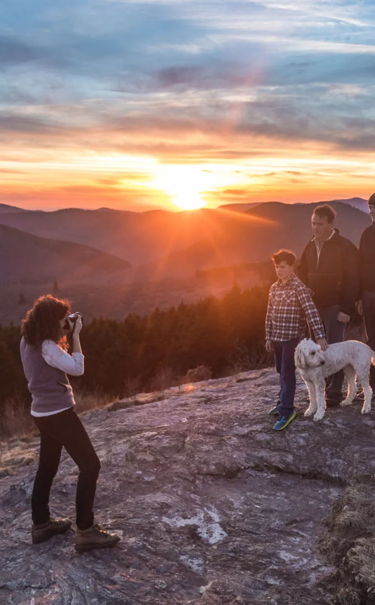 Asheville Date Night Itinerary: Family-Friendly Family hiking with mountain views