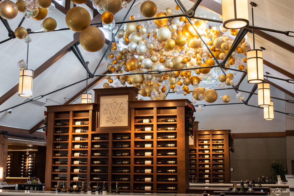 The Biltmore Winery tasting room decorated for Christmas at Biltmore. The Biltmore Winery tasting room decorated for Christmas at Biltmore.